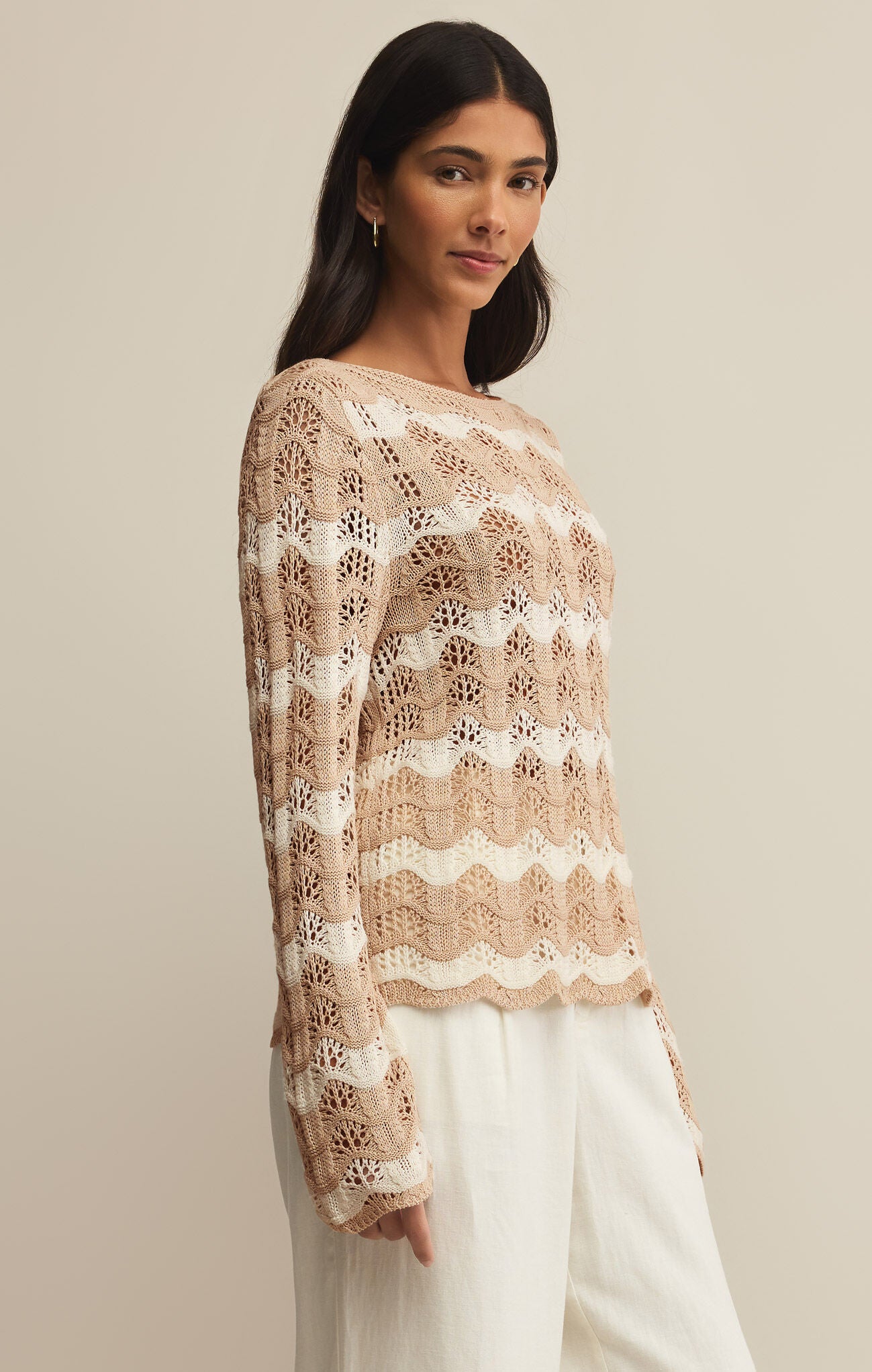 Azura Stripe Crochet Sweater