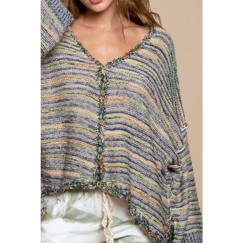 Palms Spring Stripe Sweater Cardigan