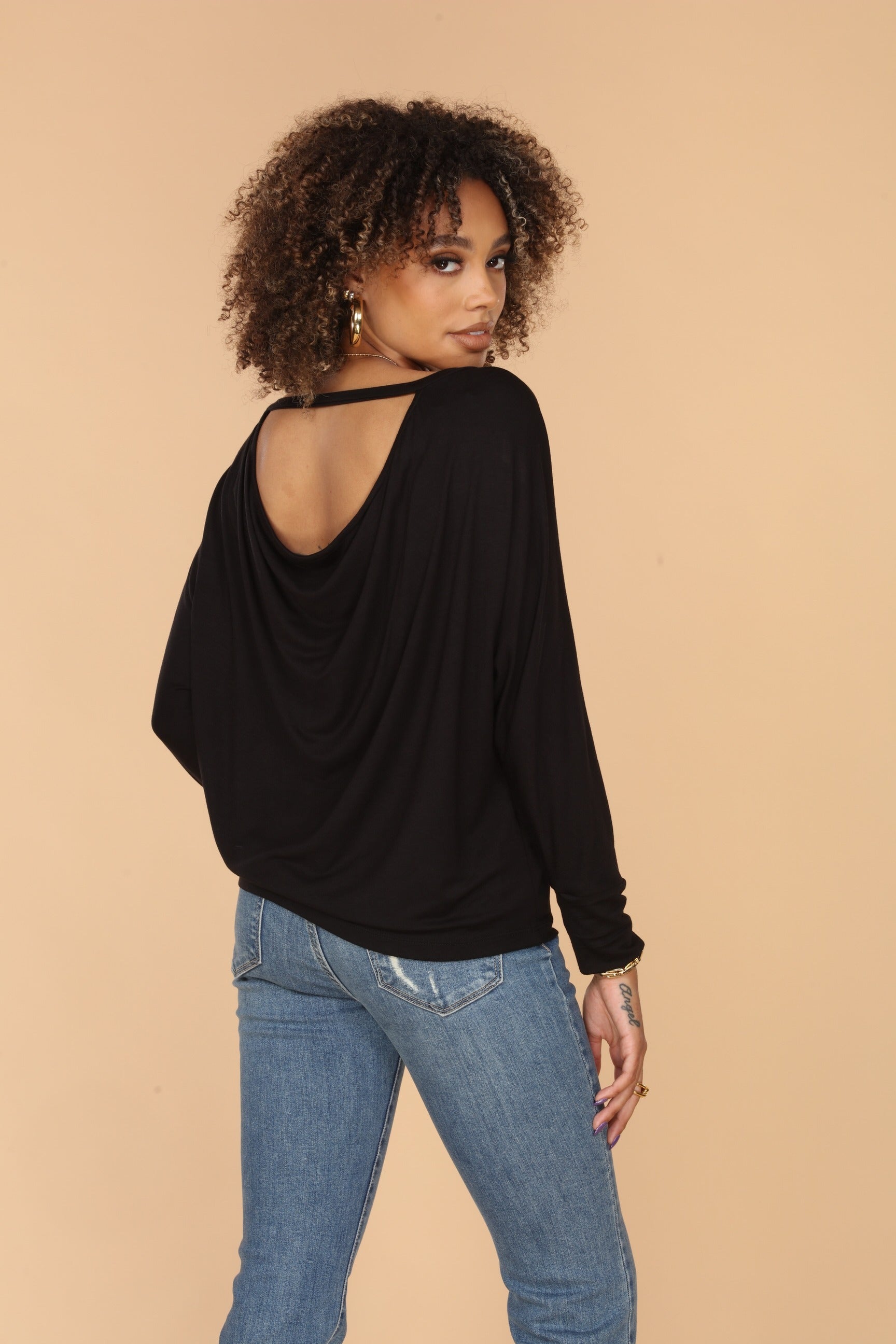 V-Neck Lines Long Sleeve Top