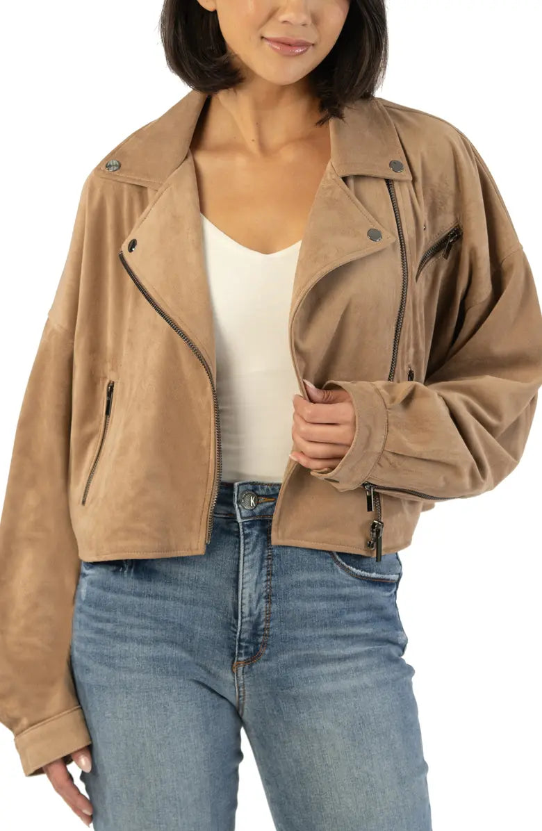 Bessie Relaxed Faux Suede Moto Jacket