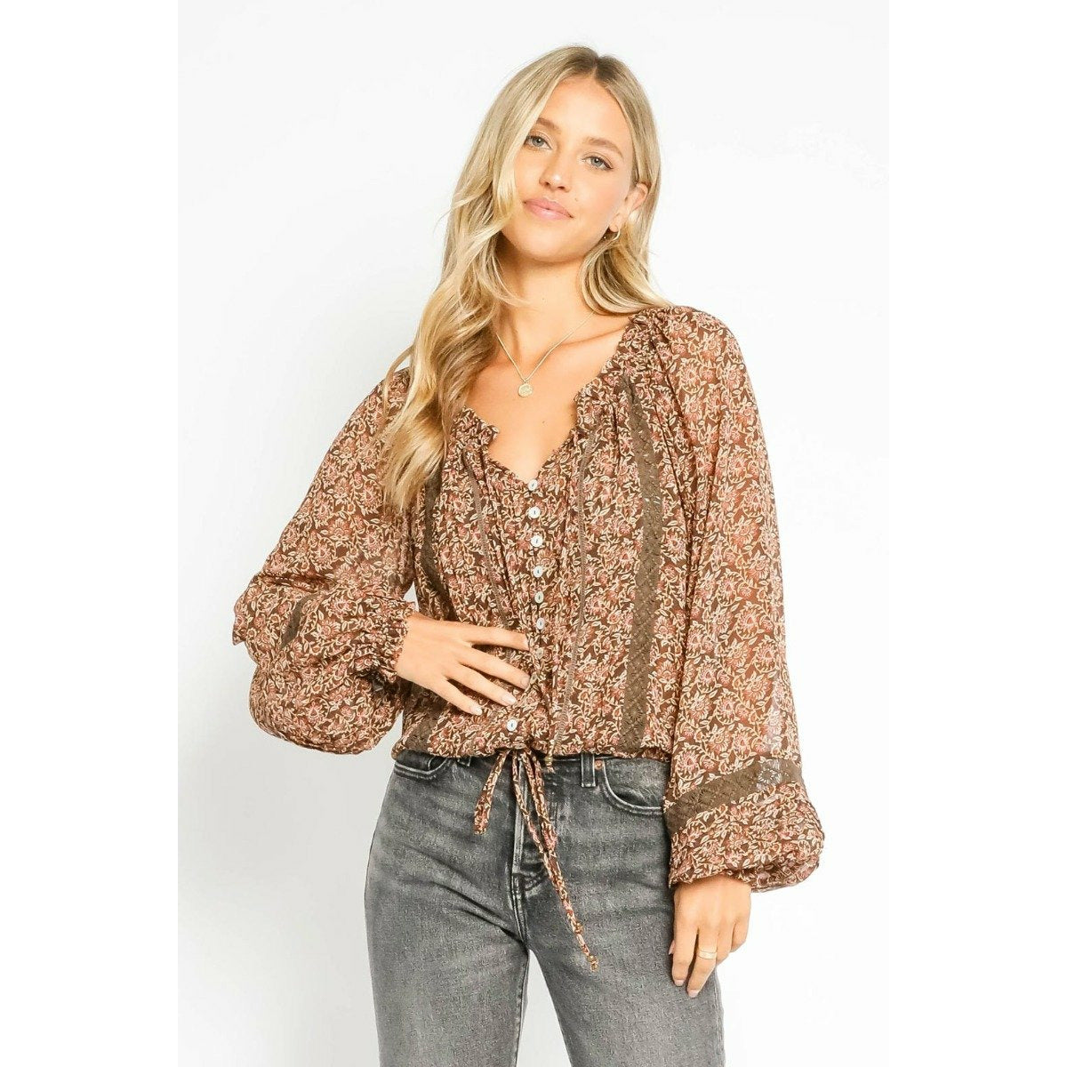 Tapestry Button Up Blouse