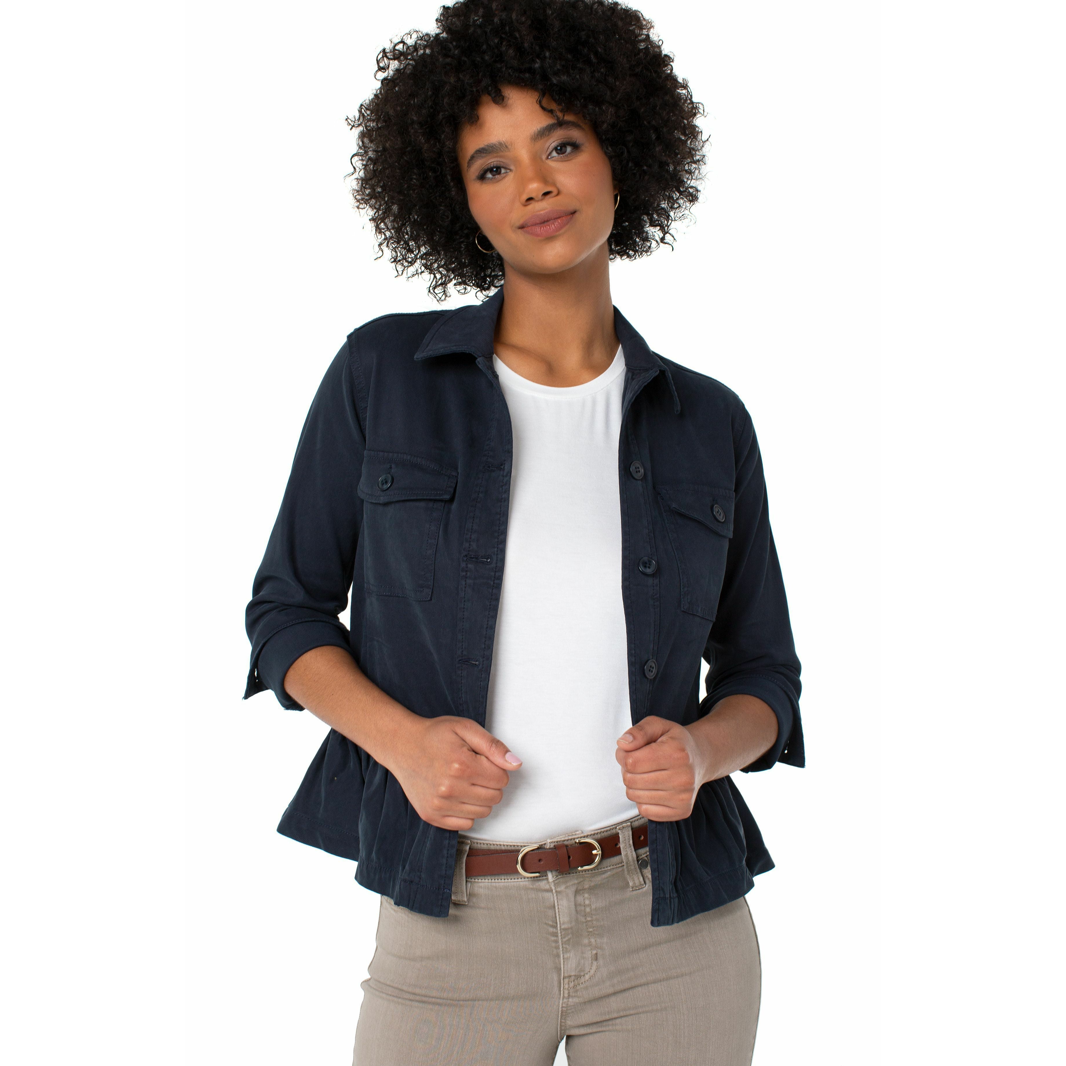 Navy blue peplum outlet jacket