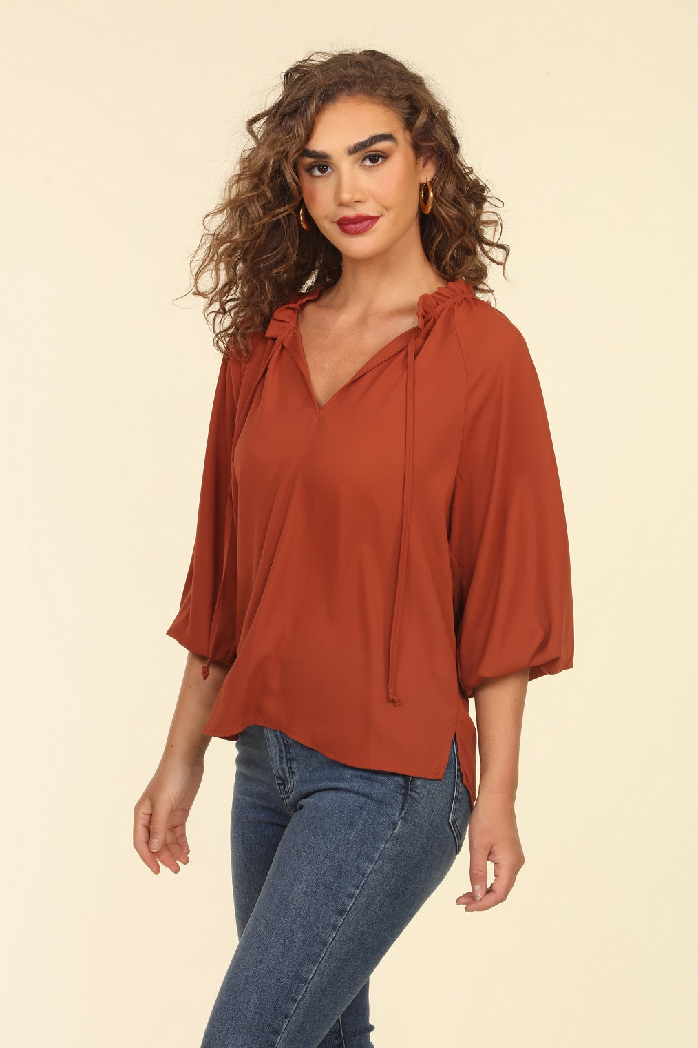 Spilt Neck Blouse