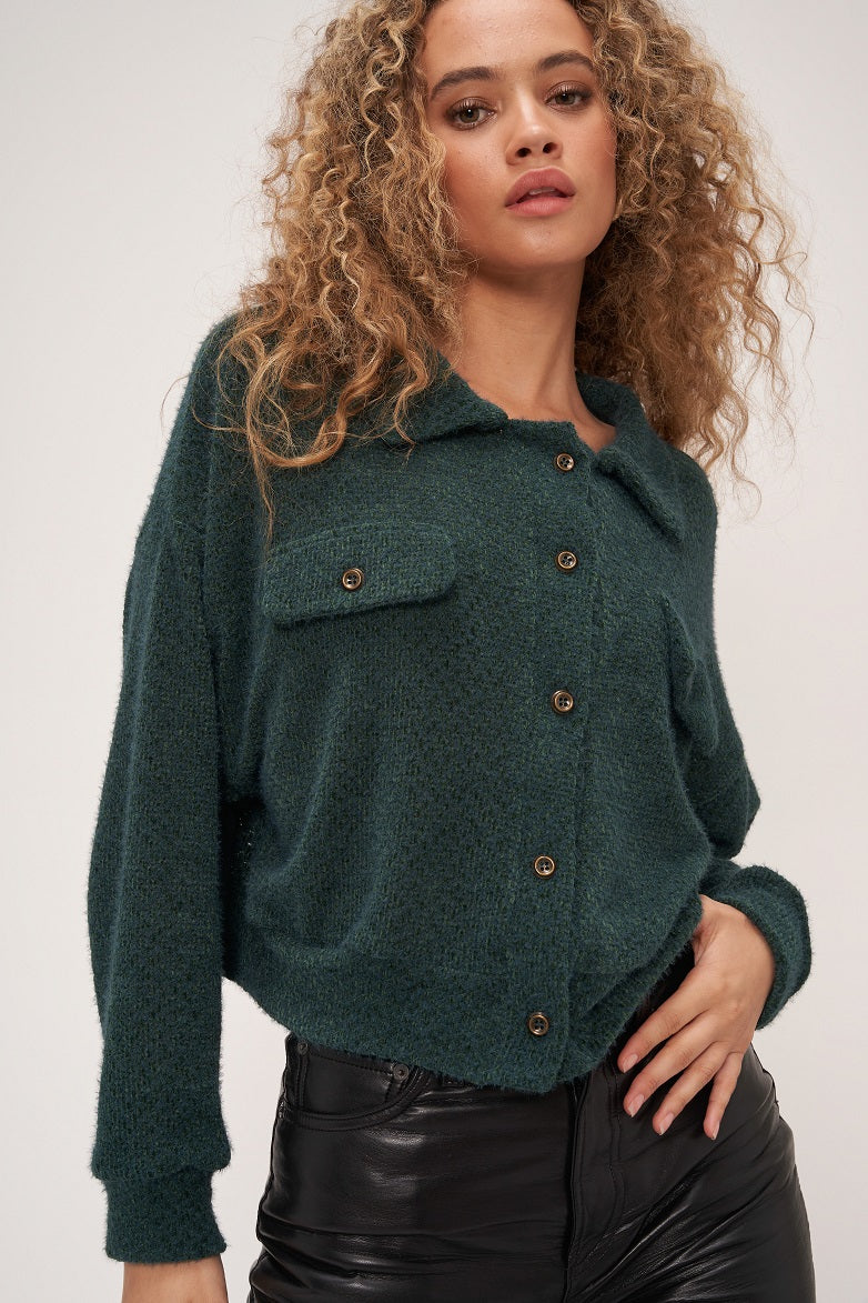 Cleo Button Front Chenille Jacket