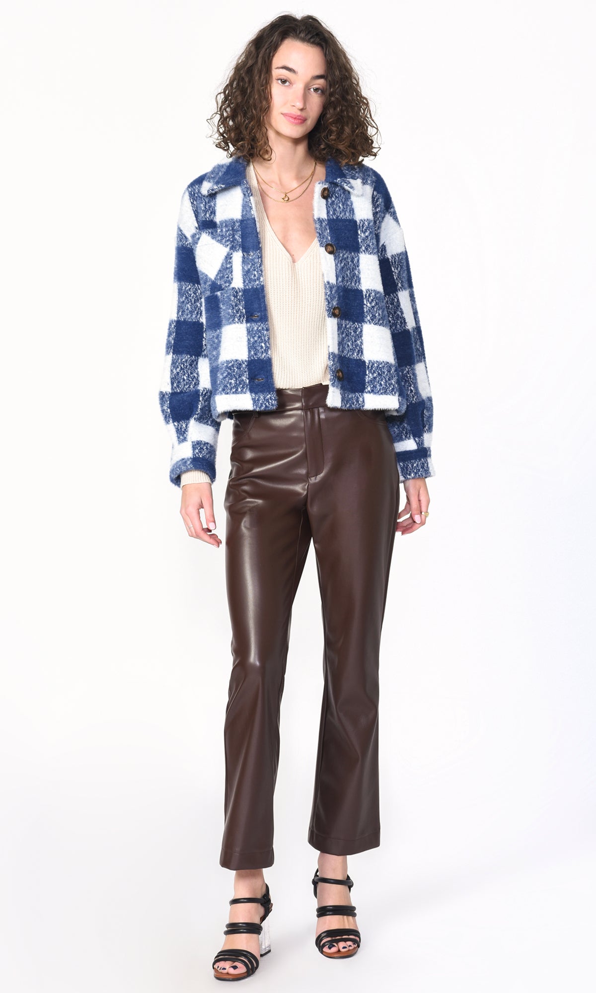 Nate Large Check Cozy Cropped Jacket