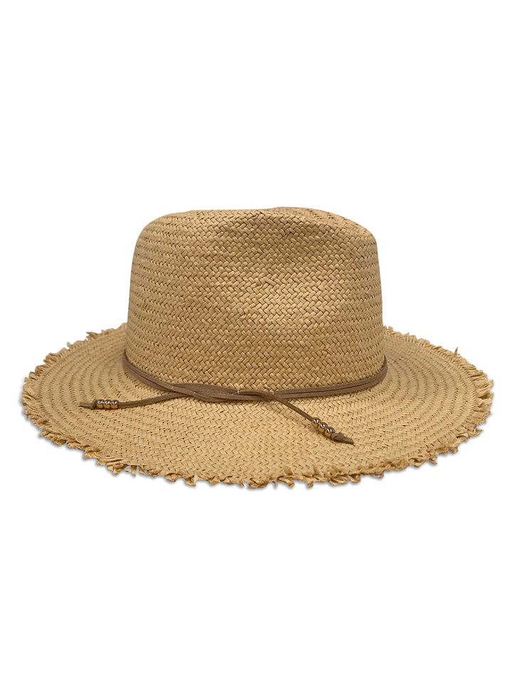 Classic Travel Hat With Fringe in Toast/Tan