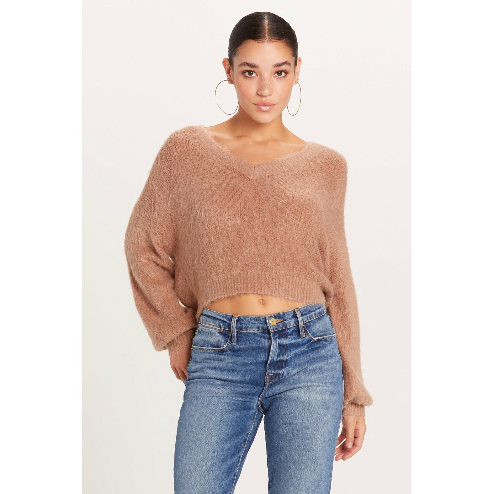 Cropped V Cozy Sweater