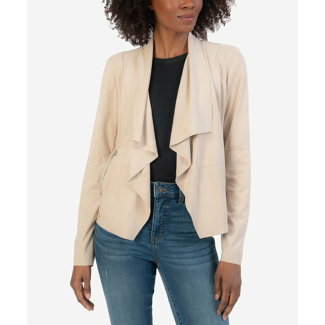 Draped faux clearance suede jacket