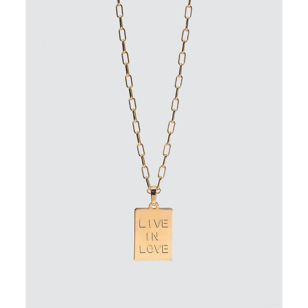 LIVE IN LOVE Rectangle Pendant Necklace