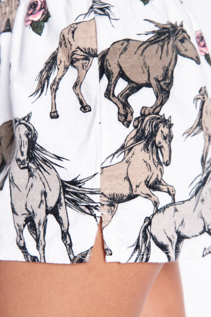 Horses Flannel Shorts