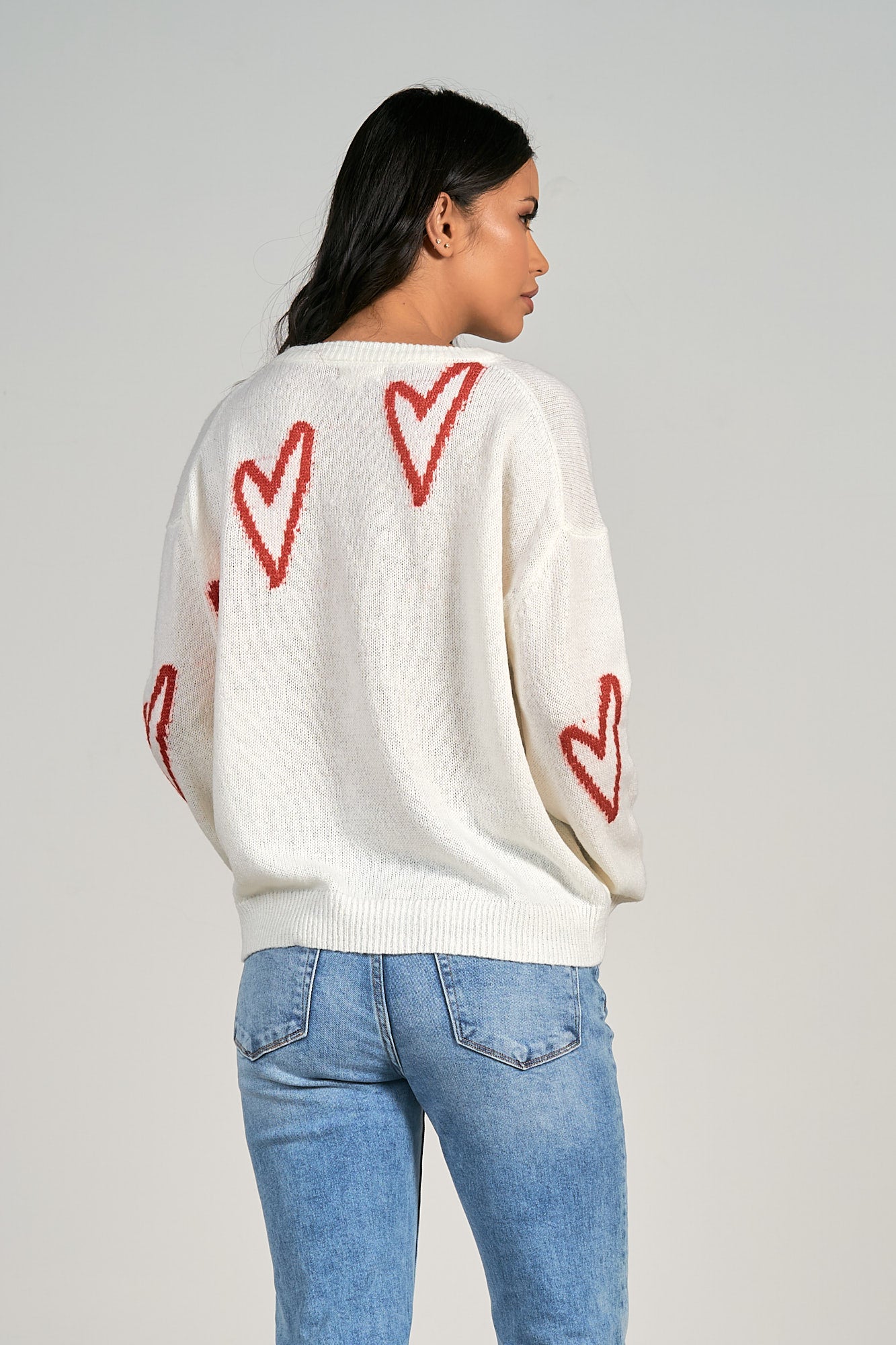 Crew Neck Heart Sweaters