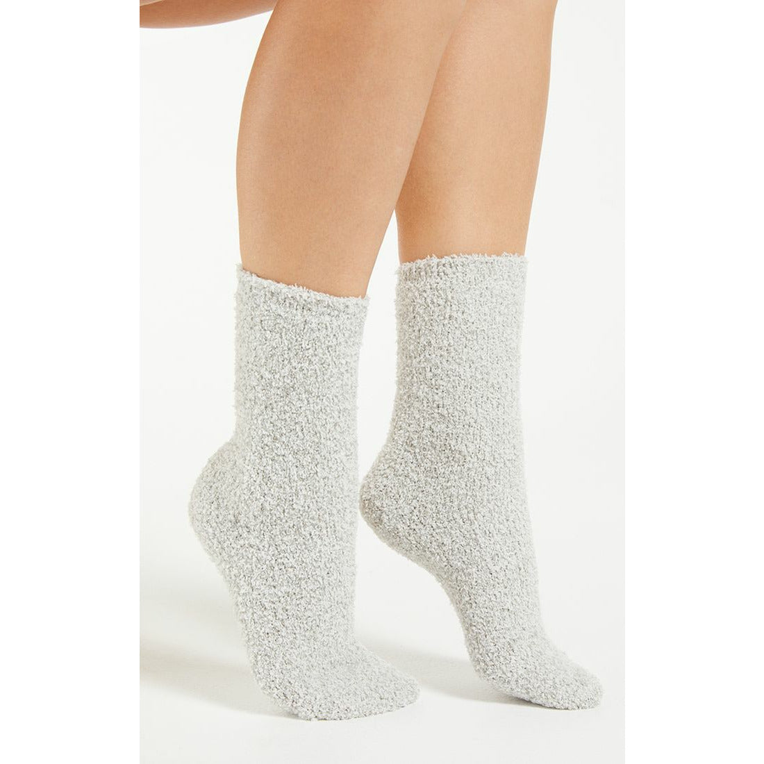 2 Pack Plush Socks in Heather Grey