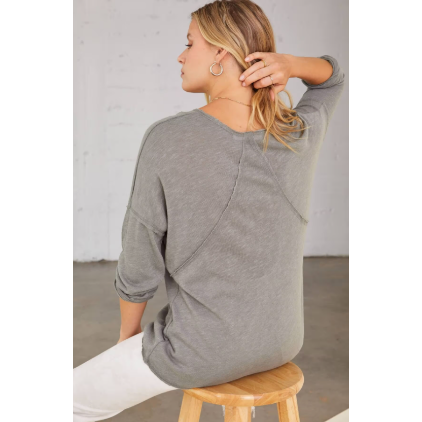 In Case Textured Seamed Long Sleeve