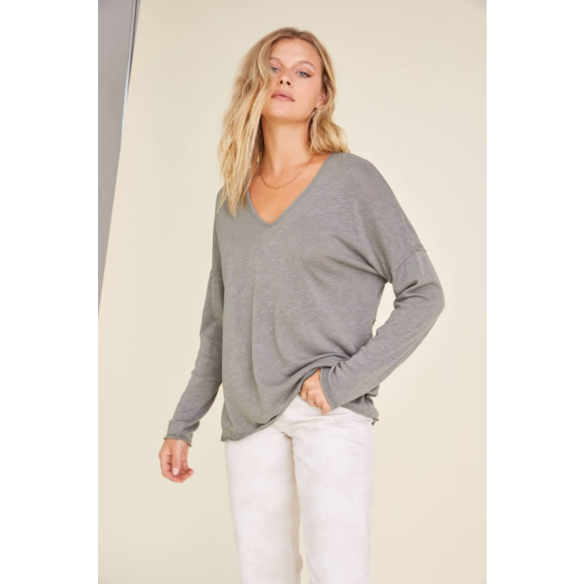 In Case Textured Seamed Long Sleeve