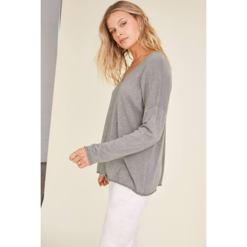 In Case Textured Seamed Long Sleeve