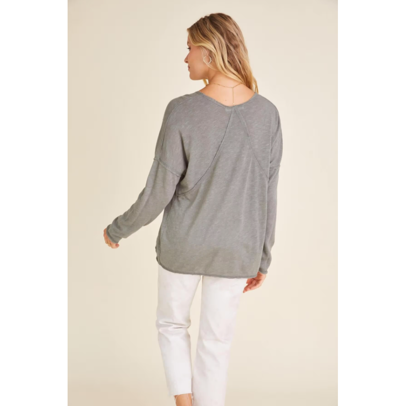 In Case Textured Seamed Long Sleeve