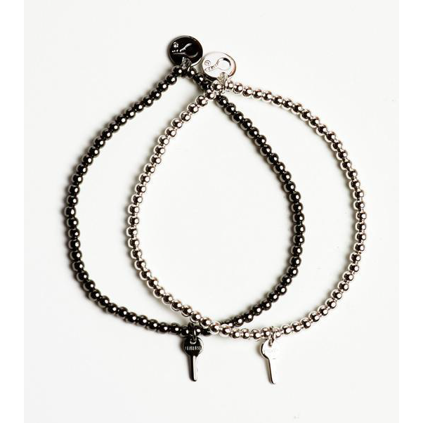 Metallic Bead Mini Key Bracelet Set