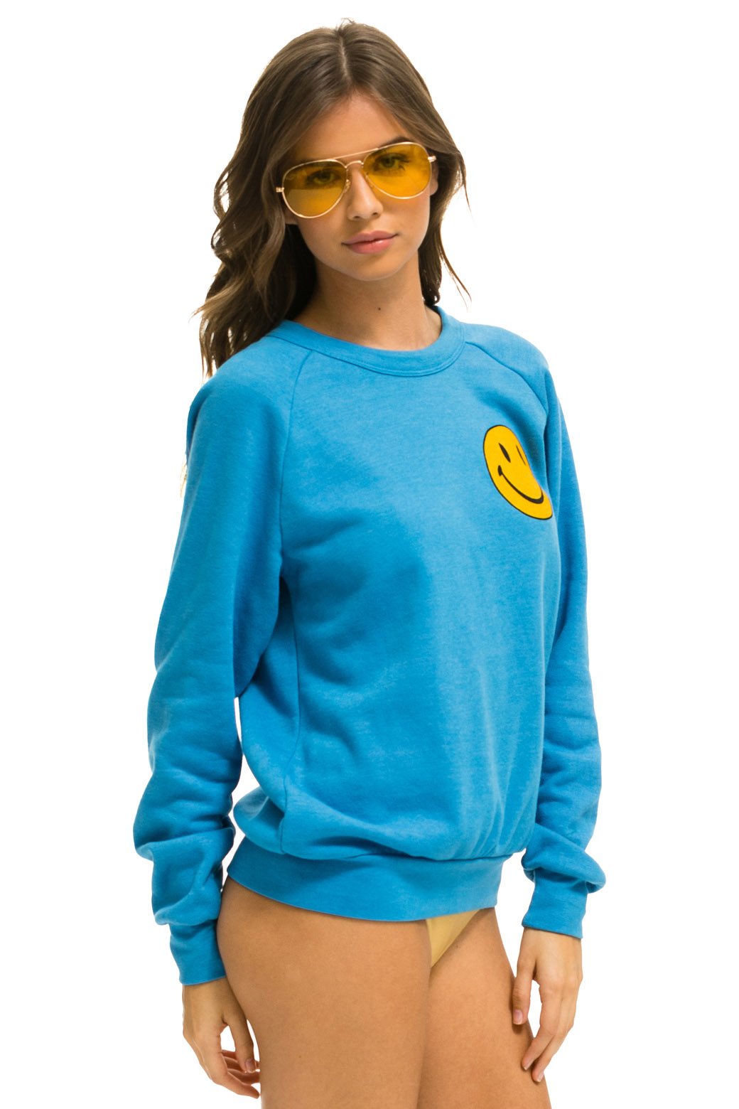 Blue smiley face online sweatshirt